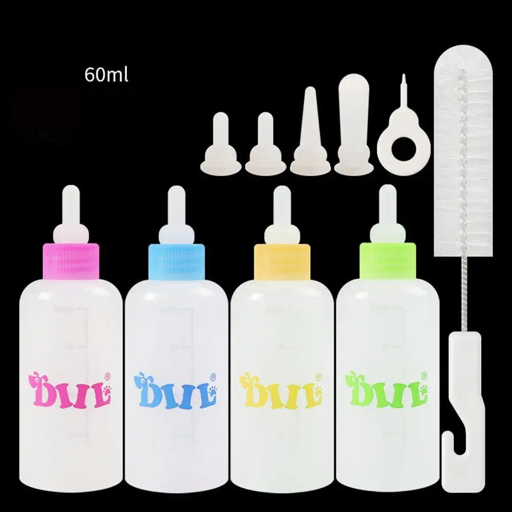 Pet Puppy 1 Set Feeder Pet Kitten Feeding Bottle Dog Nursing Bottle Pet Supplies with Cleaning Brush Kit Nipple