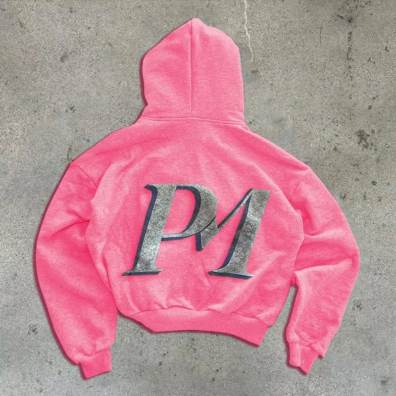 Retro Autumn Hoodies For Men And Women Printed Personalized Patterns Street Style Street Hooded Cardigan Long Sleeves