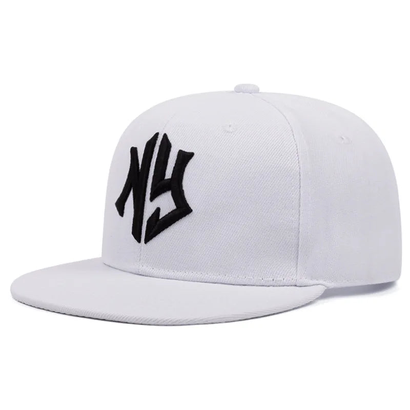 Men's and women's flat brimmed hatsStreet Embroidery Letter NYHip hop flat brimmed hat with adjustable styleFashionable