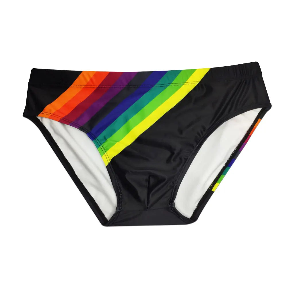Men's Swim suit Wear Briefs Swimming Push-Up Sexy Bikini Swimsuit Beach Short rainBow Surfing trunks men bathing suit  swimwear