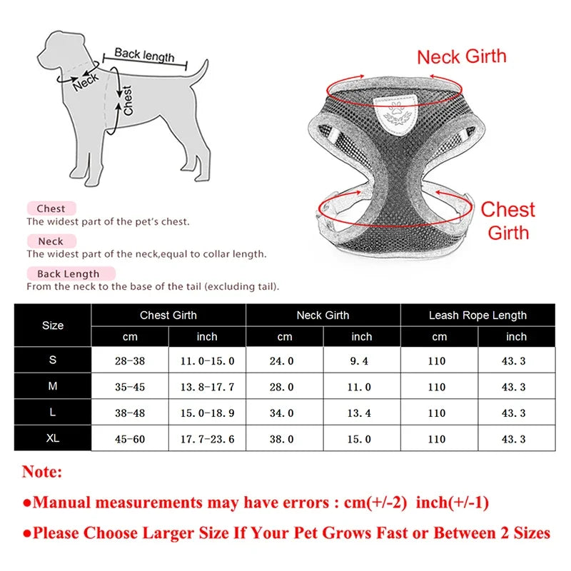 Pet Puppy Harness Leash Set for Small Dogs Cats Reflective Breathable Dog Chest Strap Walking Yorkie Vest Traction Rope Supplies