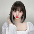 Wig Woman Short Straight Hair Hanging Ears Dyed Collarbone Hair High Temperature Silk Synthetic Fiber Hair Full Head Set