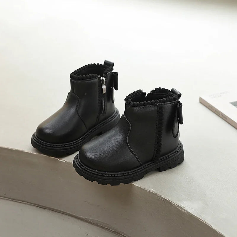 New Kids' Ankle Boots Fashion Spring Autumn Girls Short Leather Boots Elegant Princess Catwalk Children's Casual Platform Boots