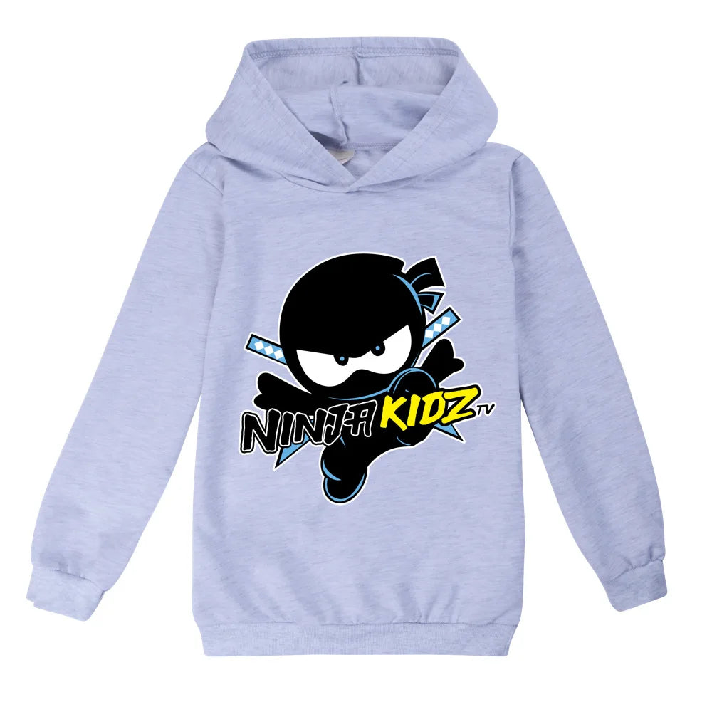 Kids Funny NINJA KIDZ Hoodies Boys Casual T Shirt Cartoon Long Sleeve Children T-Shirts Spring fall Girls Tops Children Clothes