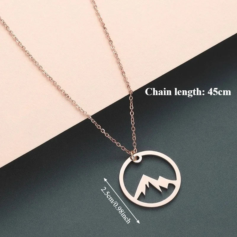 Women's Men's Necklace Mountain Mountain Mountain Gold and Silver Color Pendant Necklace Jewelry