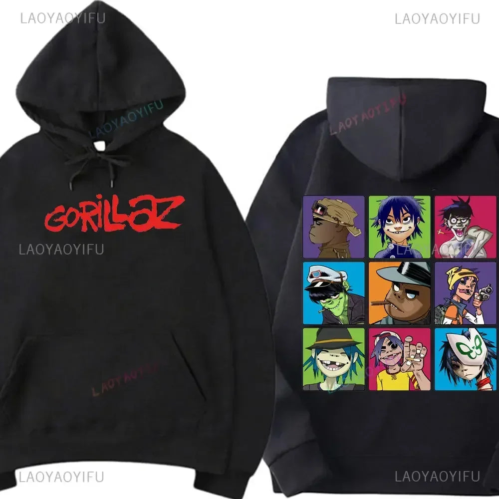 Funny Music Band Gorillaz Demon Days Hoodie Boy Crazy Hoodied Round Collar Long Sleeve T Shirts Clothing Casual Graphic Hoody