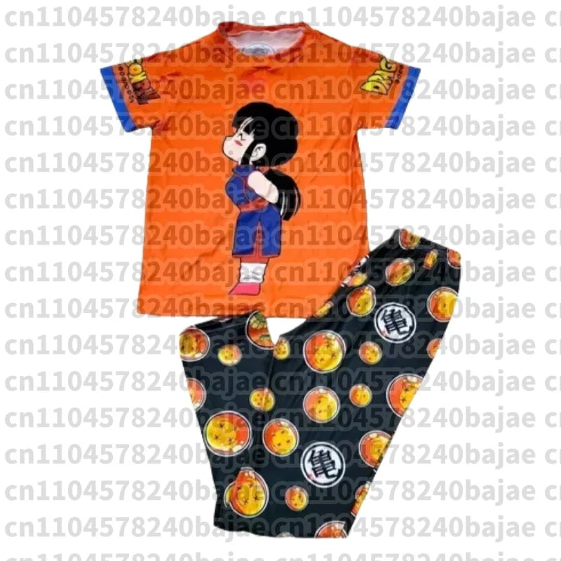 Pajama Set Son Goku Kiki Cartoon Matching Family Outfits Boys Girls Short Sleeve & Wide-Leg Pants Summer Quick-dry Comfy
