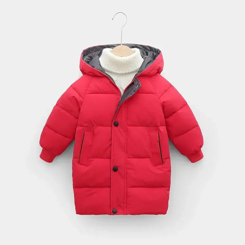 Kids Coats Baby Boys Jackets Fashion Warm Girls Hooded Snowsuit for 3-10Y Teen Children Thick Long Outerwear Kids Winter Clothes