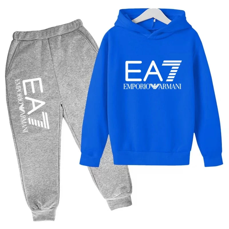 Kids Autumn Winter Hoodie Boy Girl 3-12Yrs Letter Print Clothing Casual Top+Trousers 2P Child Gift Brand Sports Coat Jogging Set