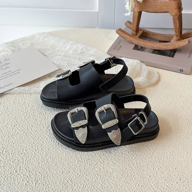 Children Sandals for Girls 2025 Summer New Fashion Korean Style Soft Bottom Anti-slippery Versatile Princess Outside Beach Shoes