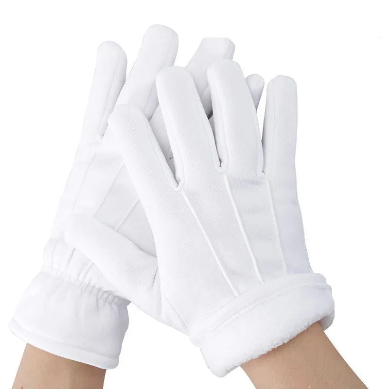 Men White Warmer Gloves Formal Tuxedo Honor Guard Parade Shuffle Dance Jewelry Care Performance Party Magic Show Butler Gloves