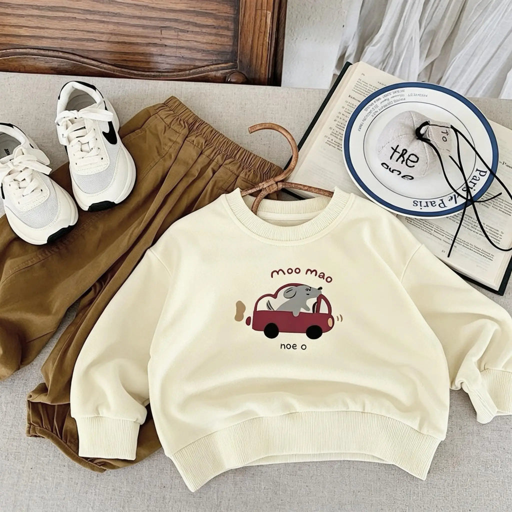 Simple Versatile Kids Sweatshirts Autumn Clothing Baby Girl And Boy Long Sleeve Tops Crewneck Hoodie For Children's Korean Style