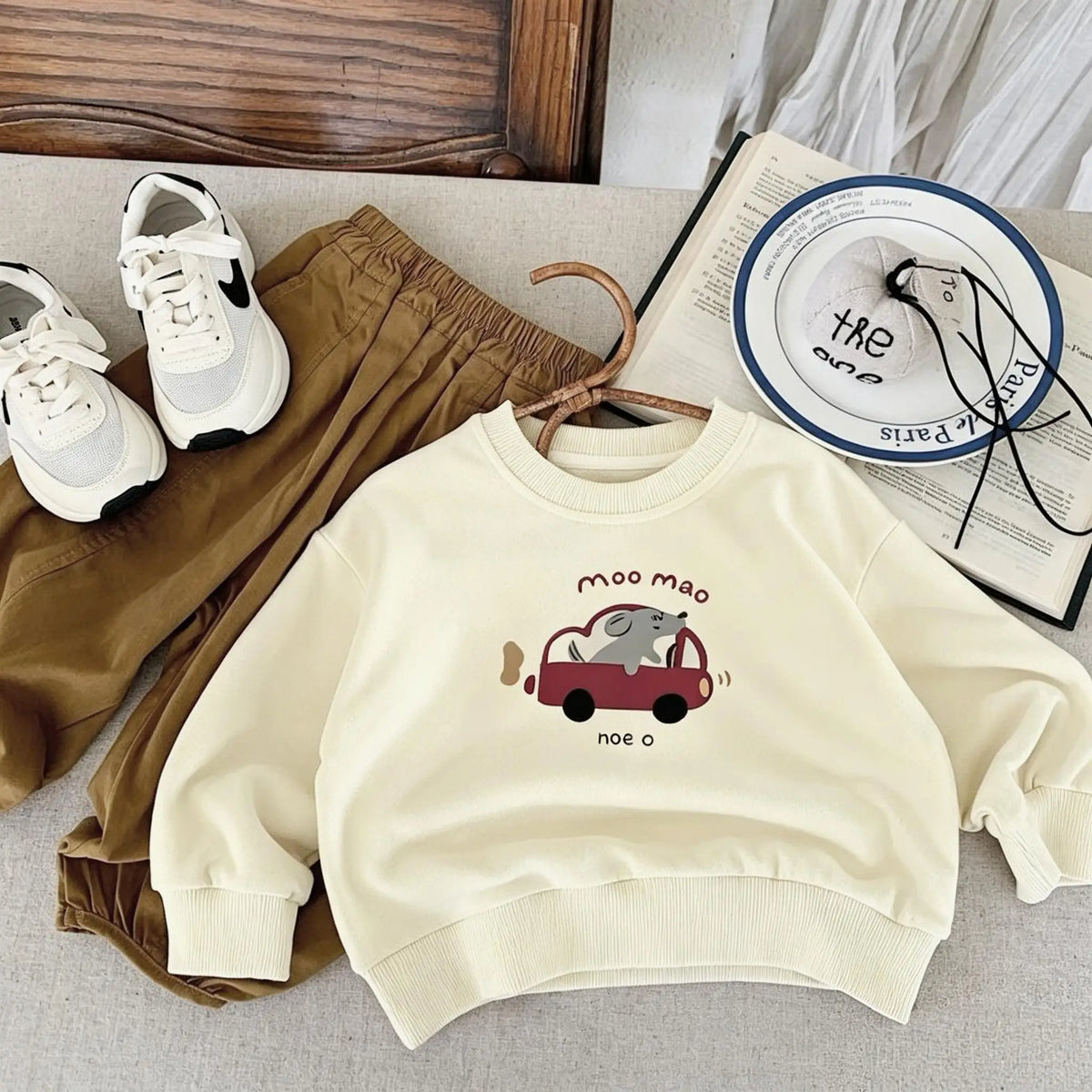 Simple Versatile Kids Sweatshirts Autumn Clothing Baby Girl And Boy Long Sleeve Tops Crewneck Hoodie For Children's Korean Style