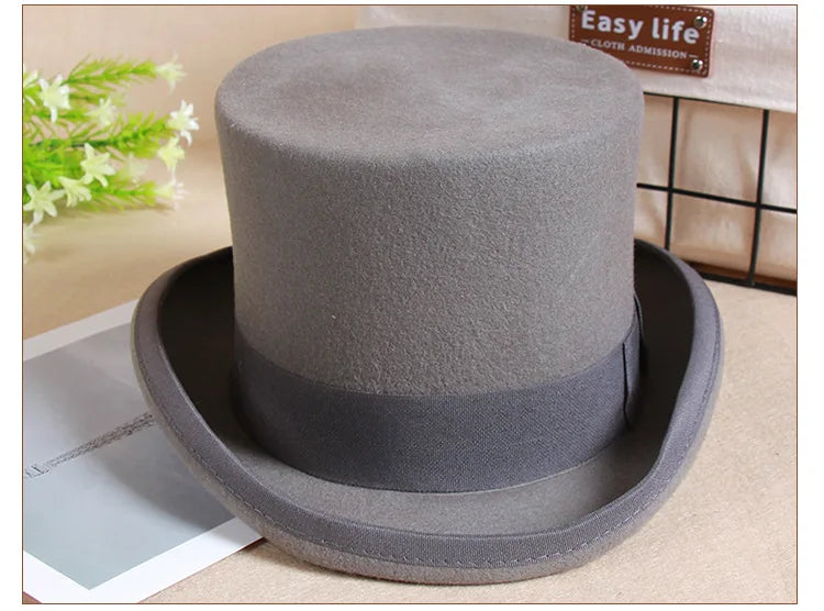 Men Top hat Magician Presidential high hat British jazz top hats male gentleman flat felt hat 2024 sombrero de copa británico