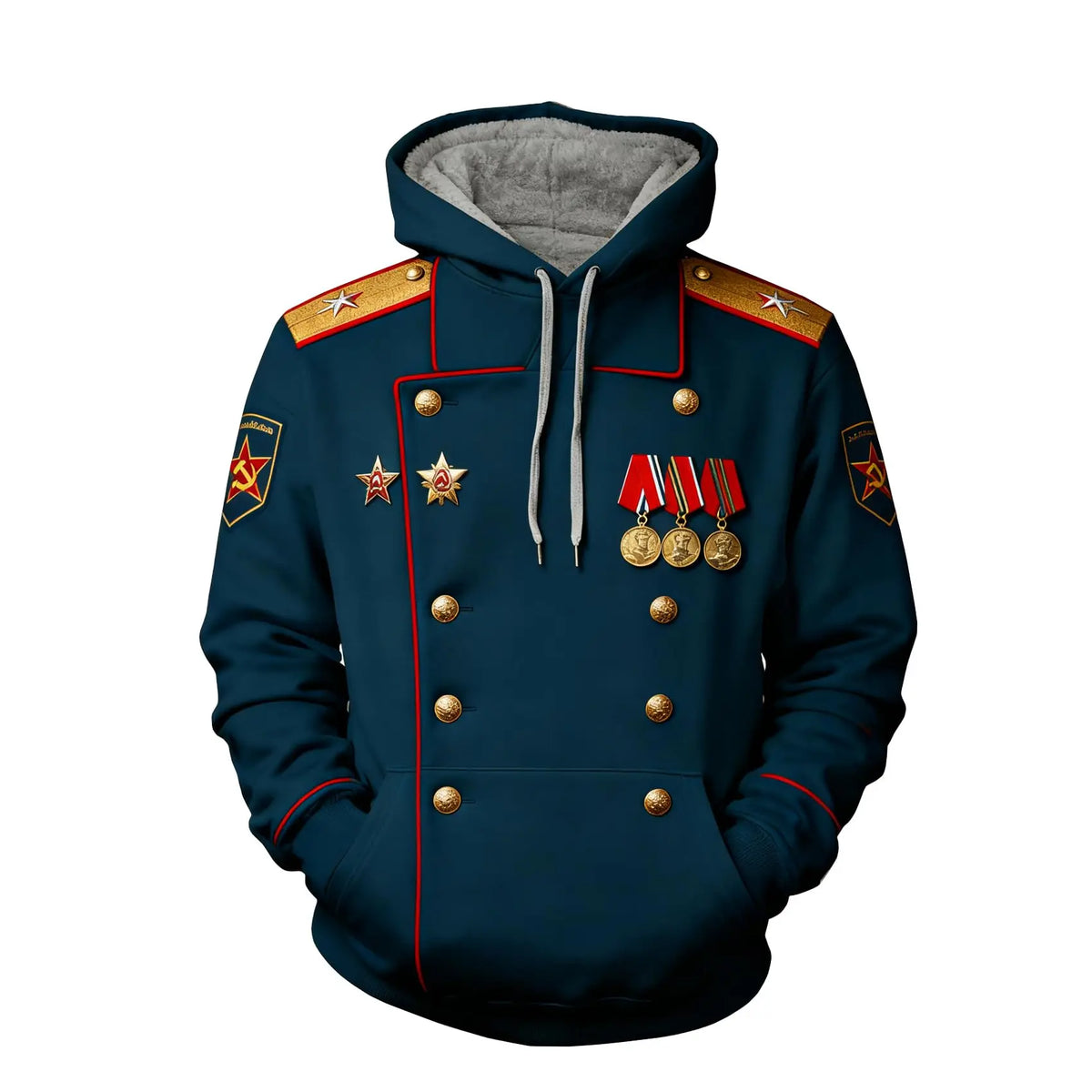 Ucosbros Historical Hoodies Famous Marshal Uniform Fleece Lined Sweatshirt Creative Hoodie 3D Printe