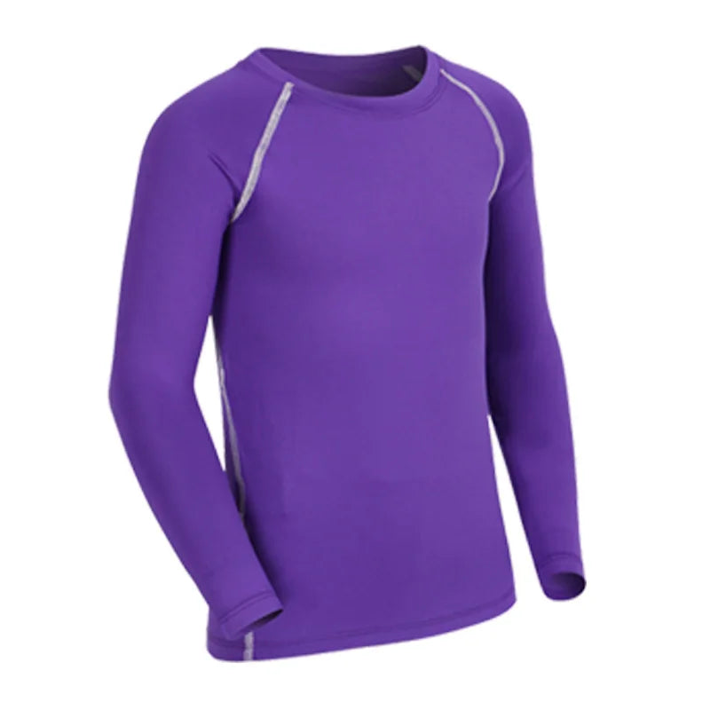 Kids Children Boy Girl Sport Running Long T Shirt Fitness Basketball Football Gym Sportswear Soccer Hiking Undershirt Jerseys 28