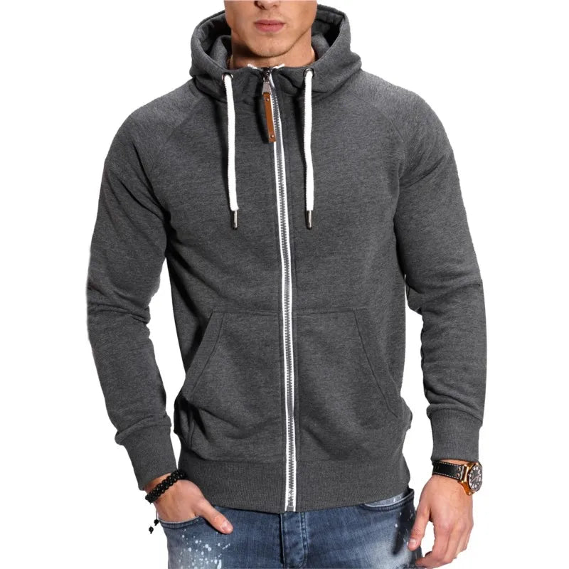 Autumn Winter New Hoodies For Man Clothes Fashion Casual Velvet Warm Zipper Hooded Pullover Outdoor Running  Hoodies Sweatshirt