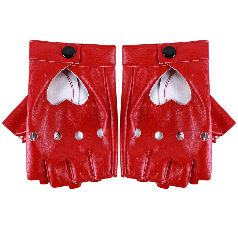 Leather Gloves Guantes Mujer For Women Girls Red Balck White Loving Heart Gloves For Women