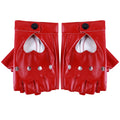 Leather Gloves Guantes Mujer For Women Girls Red Balck White Loving Heart Gloves For Women