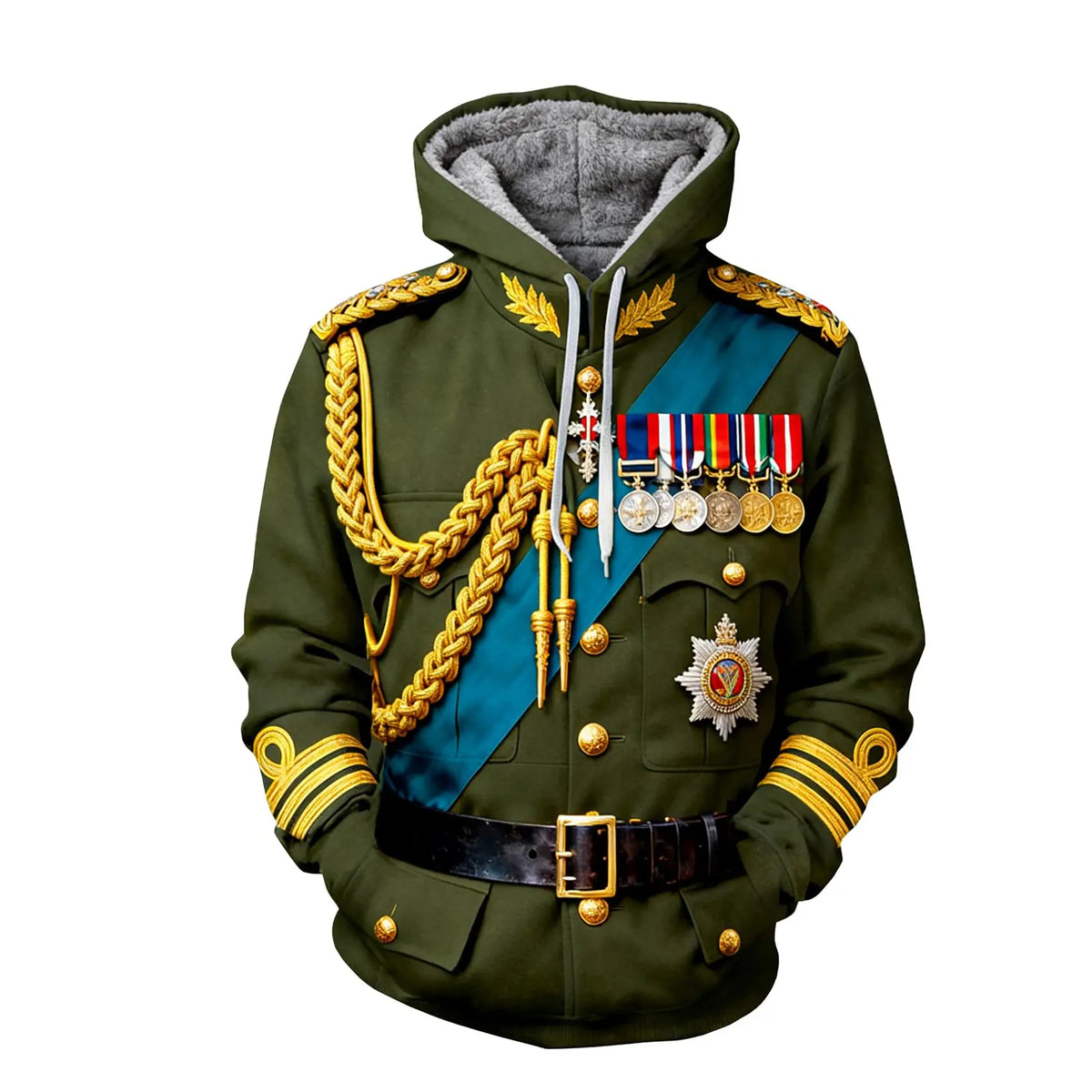 Ucosbros Historical Hoodies Famous Marshal Uniform Fleece Lined Sweatshirt Creative Hoodie 3D Printe