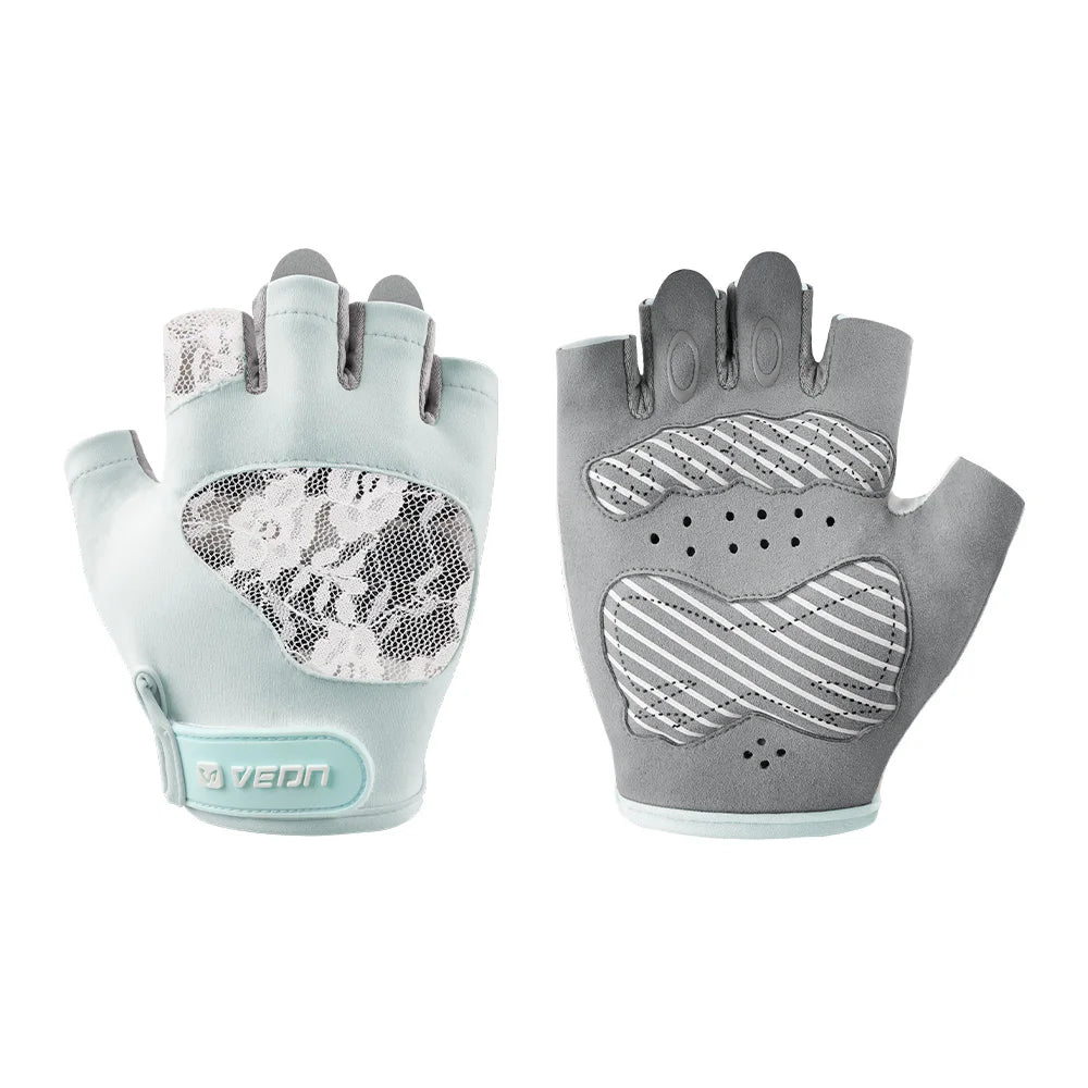 Women's Lace Fitness Gloves Breathable Anti-Slip Workout Gloves for Weight Lifting Training Exercise Sports Half Finger Gloves