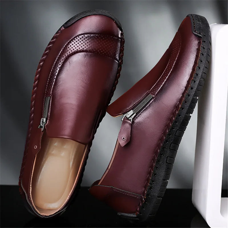 Handmade Leather Men Shoes High Quality Men Loafers Comfortable Soft Sole Walking Shoes Hot Sale Moccasins Men Driving Shoes New