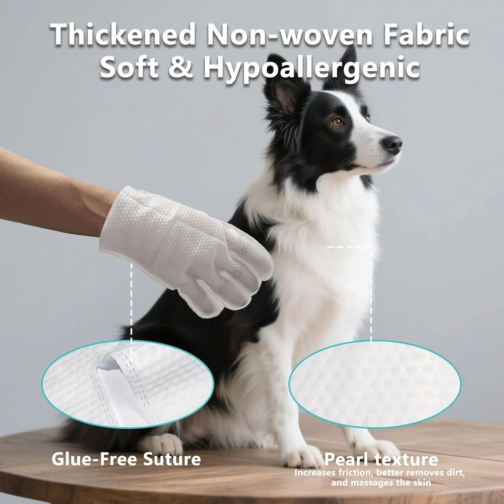 Scented Extra Thick Pet Cleaning Wipes for Dogs Cats Dog Washing Bathing Deodorizing Grooming Gloves for Daily Care