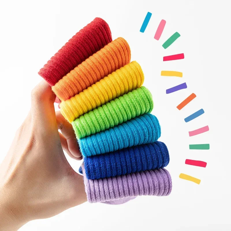 Solid Color Knitted Long Socks for Boy Girls Candy Color Knee High Socks Toddler Spring Autumn Soft Cotton Kids School Stockings