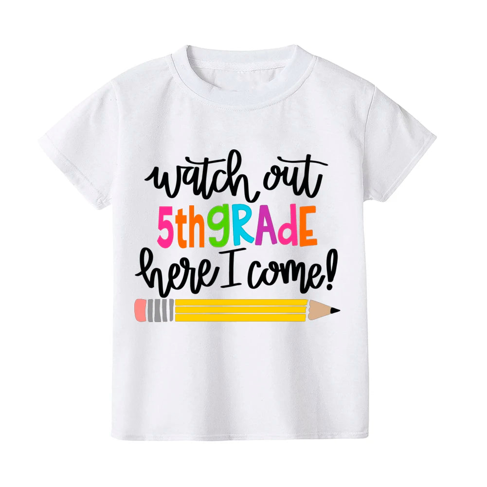 First Day of Kindergarten Kid T-Shirt Girl Boy Clothes Back To School Shirt Preschool 1-5th Grade Child Shirts School Opens Gift