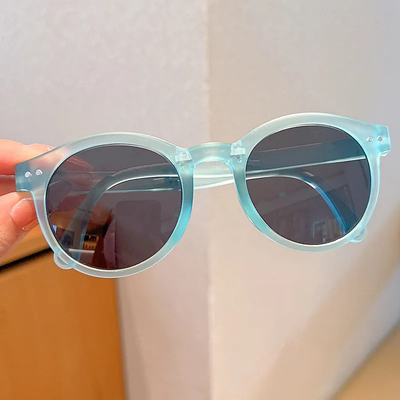 Children'S Colored Sunglasses  Foldable Round Frame Sun Glasses Boys Girls Uv400 Ultraviolet Eyepiece For Ages 2-8 Years Kids