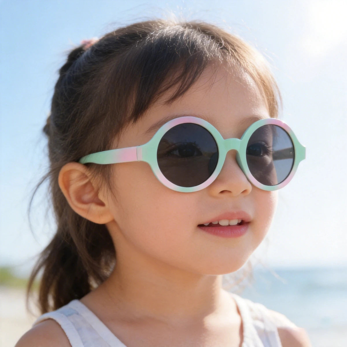 Kids Round Sunglasses Color Gradient Frame UV Protection Flexible Shaft Eyewear For Boys Girls Beach Outdoor Travel Daily Wear