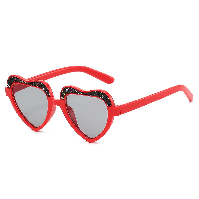 New Fashion Kids Sunglasses Vintage Sun Glasses Trend Retro Love Diamonds Eyeglasses Cute Heart Boys Girls Children Eyewear