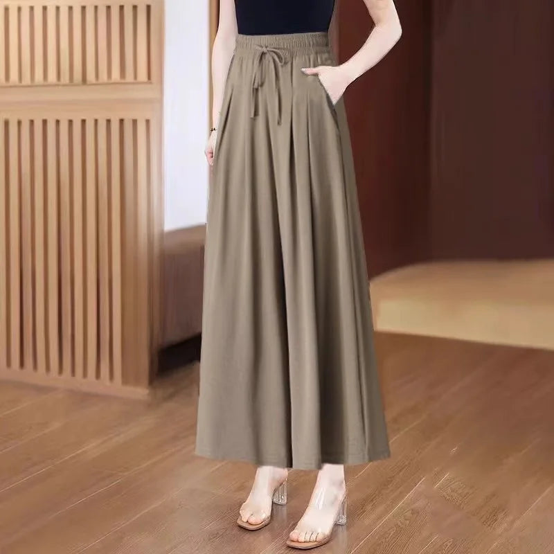 Summer Thin Wide Leg Pants Women's Slimming Trousers Drapey Maxi Skirts Middle-Aged And ly Casual Skirt Pants