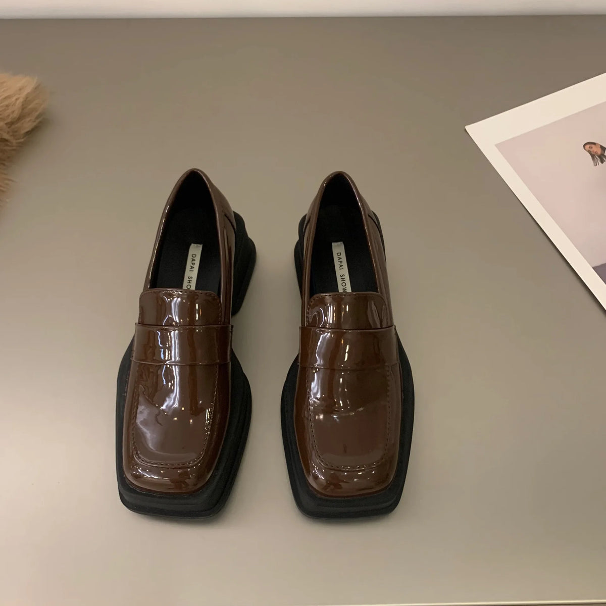 Women Luxury Loafers Fashion Square Toe Platform Moccasins Ladies Pumps Design Evening Party Heel Shoes Ladies Casual Solid Shoe