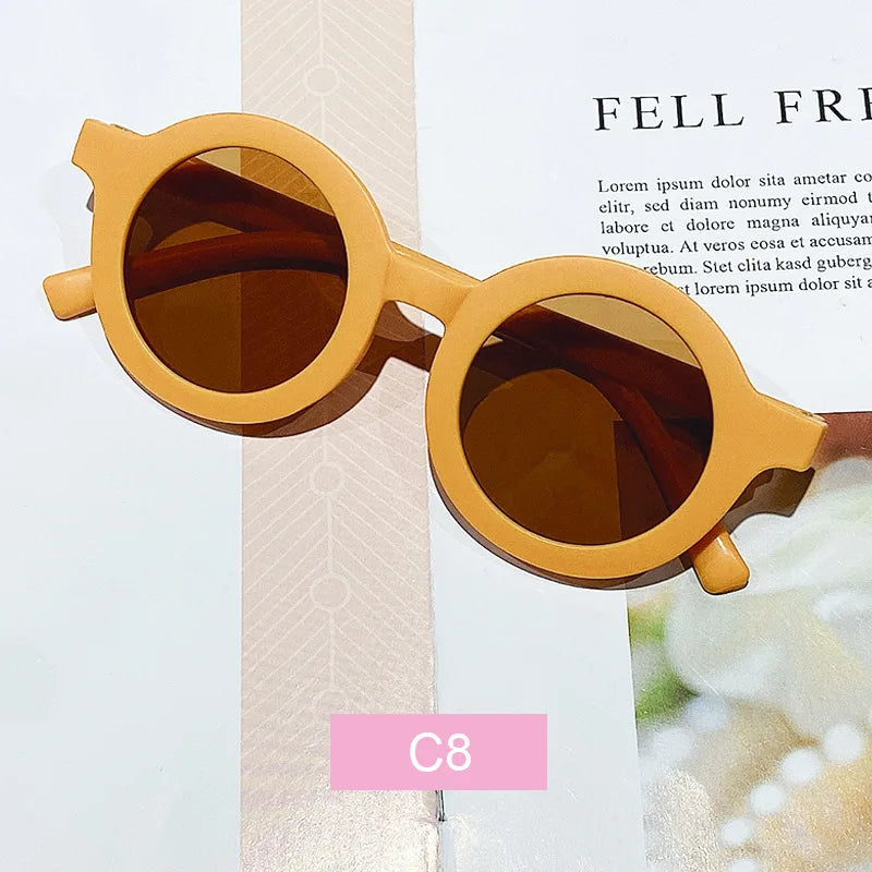 Korean Children's Sunglasses Retro Solid Round Frame Small Face Sunglasses Ultraviolet-proof Convenience Glasses Kids Glasses