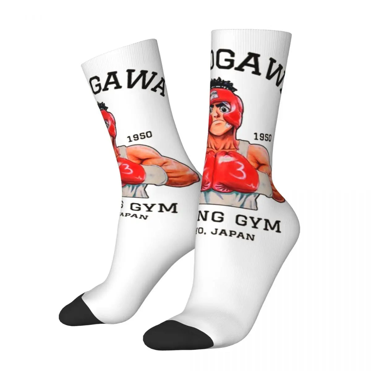 New Male Men Socks Casual Hajime No Ippo Anime Sock Polyester Kamogawa Boxing Gloves Women's Socks Spring Summer Autumn Winter