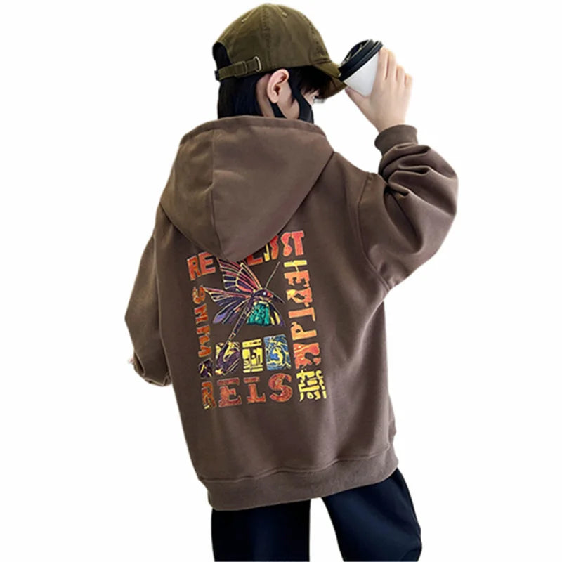 Boys Hoodies Sweatshirt Young Children's Clothes Long Sleeve Kids Pullover Hooded Sweatshirts Tops for Boys 5 To 14 Years Old
