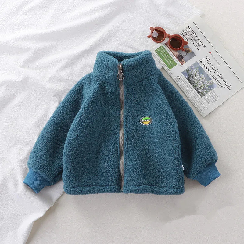 Kids LambWool Coats Boys Girls Velvet Warm Outerwear Autumn Winter Jackets Children Outer Clothing Fashion Coats 1-8 Years