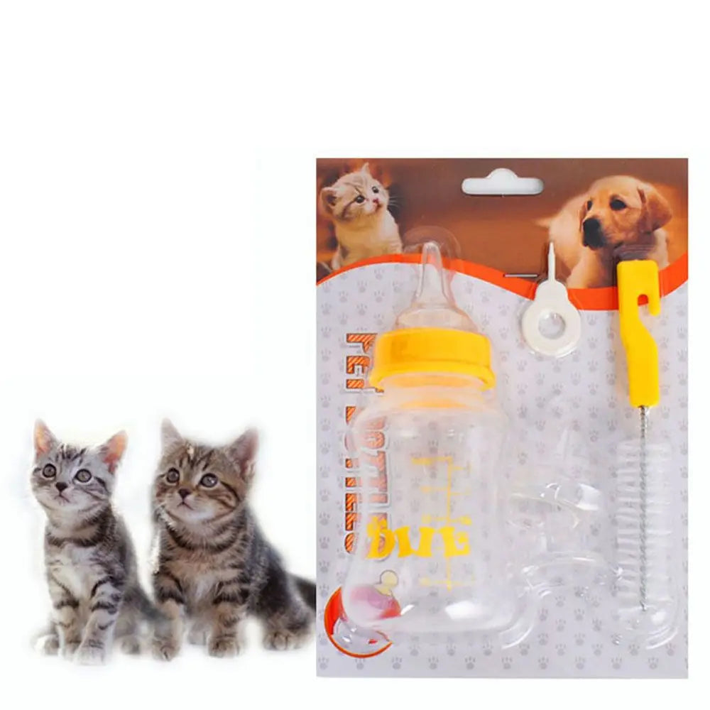 Pet Puppy 1 Set Feeder Pet Kitten Feeding Bottle Dog Nursing Bottle Pet Supplies with Cleaning Brush Kit Nipple