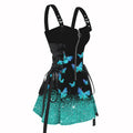 Dressfo 2025 Women's Sexy Sleeveless Dresses Shiny Butterfly Print Lace Up Half Zipper Buckle Strap Mini Dress Vestidos