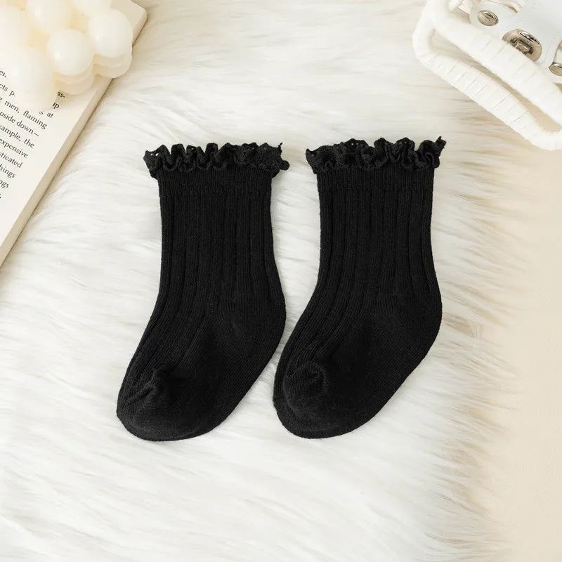 Kids Short Socks Ruffle Baby Girls Toddlers Cute Soft Cotton Sock Lace Flower Children School Uniform Socks For 0-8 Years