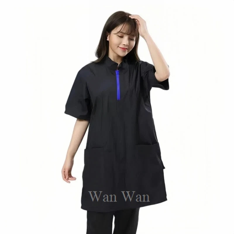 Pet Dog Grooming Clothing Waterproof Work Clothes Pet Groomer Uniforms Long Style Hair Salon Anti Hair Smock Hairdresser Gown