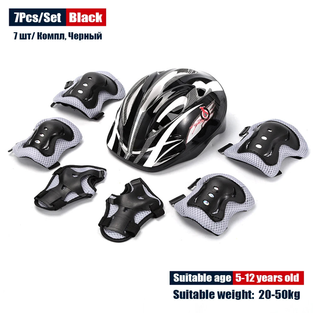 Kids Rollerblading Protective Gear Set Helmet Protector Knee Elbow Wrist Pads Boy Girl Bike Skateboard Skiing Scooter Sports