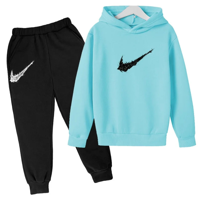 Kids Autumn Winter Hoodie Boy Girl 3-13Yrs Letter Print Clothing Casual Top+Trousers 2P Child Gift Brand Sports Coat Jogging Set