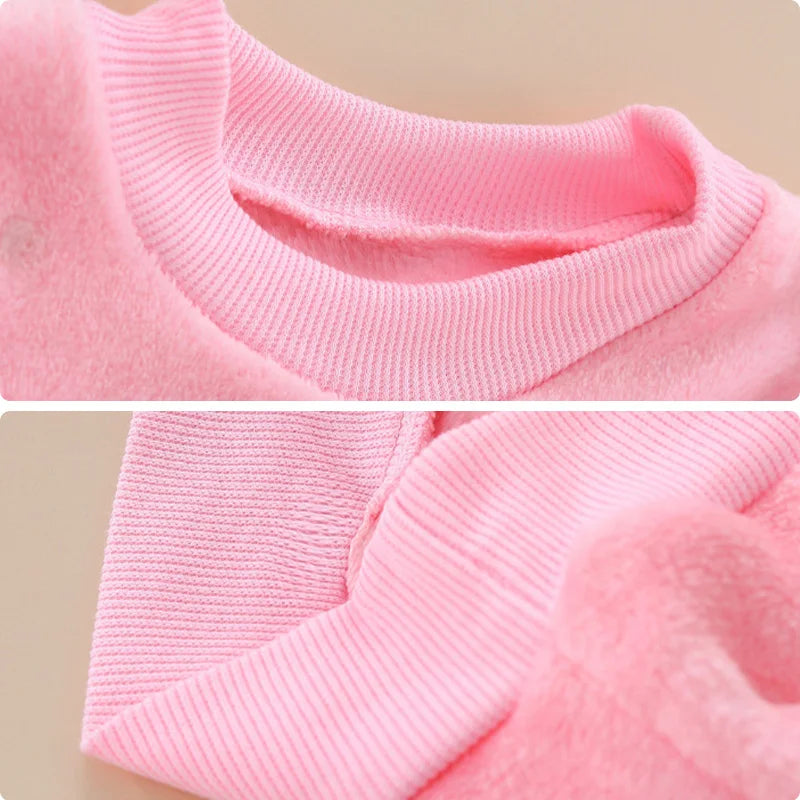 2026 Kids Flannel Pajamas 2Pcs/Sets Thickened Warm Print Baby Homewear Soft Coral Fleece Boys Girls Sleepwear Winter Loungewear