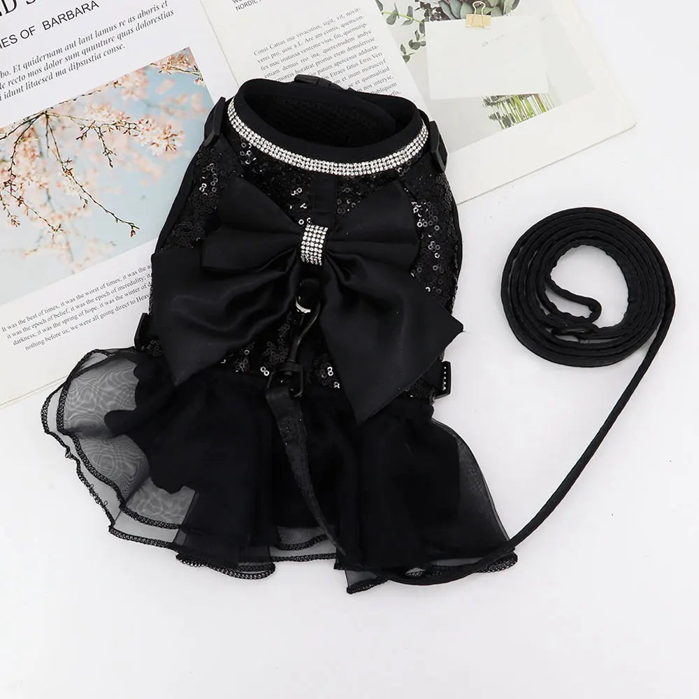Cute Dog Cat Harness Leash Set Breathable Bowknot Puppy Kitten Vest Nylon Leashes For Small Medium Dogs Cats Pet Accessories Pug