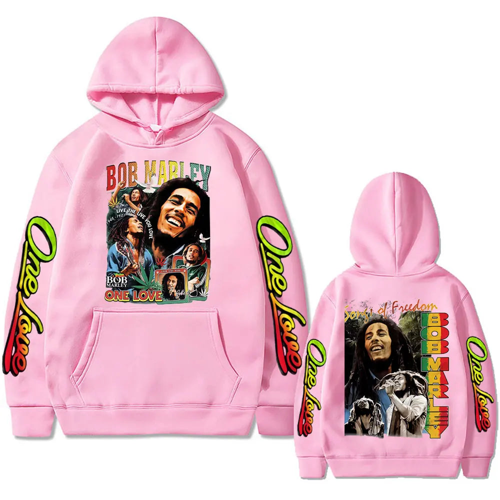 Reggae Bob Marley One Love Hoodie Men Women Casual Vintage Sweatshirt Male Gothic Punk Oversized Pullover Hoodies 90s Streetwear