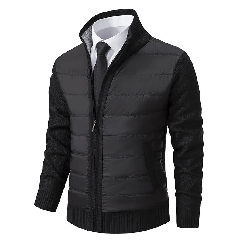 Autumn Winter Sweaters for Men Casual Knitted Sweaters Large Size Solid Color Plus Velvet Cardigan Knitted Sweater Cotton Coat
