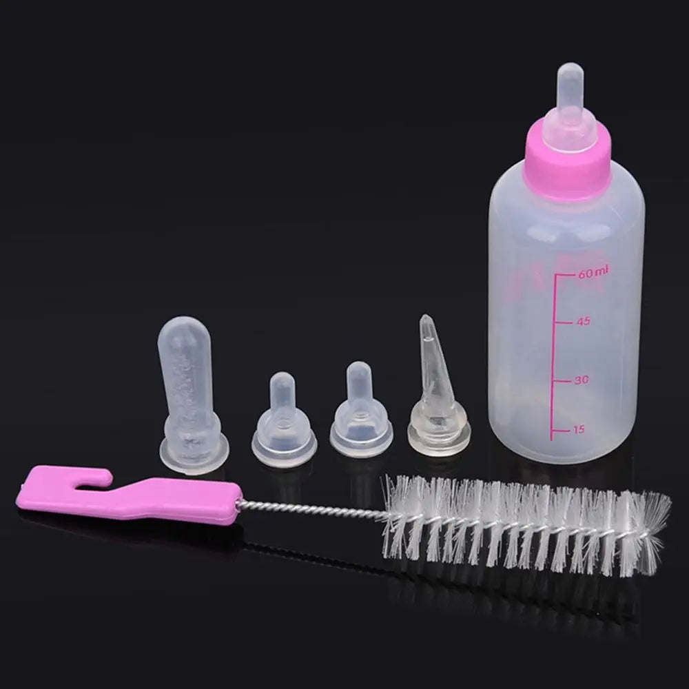 Pet Puppy 1 Set Feeder Pet Kitten Feeding Bottle Dog Nursing Bottle Pet Supplies with Cleaning Brush Kit Nipple