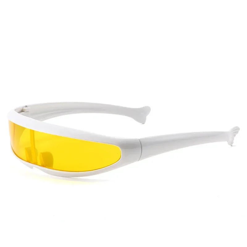 Conjoined Lens Sunglasses Men Women Fishtail Design X Laser Dolphins Mirror Glasses Windproof Goggles Space Robots Eyewear UV400